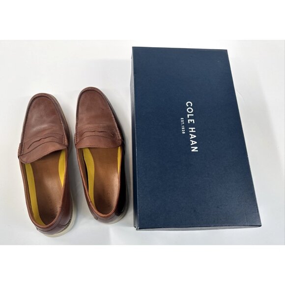 Cole Haan Penny Loafers Mens 13 Brown Leather Boat Shoes Slip On Grand in Box main image 12